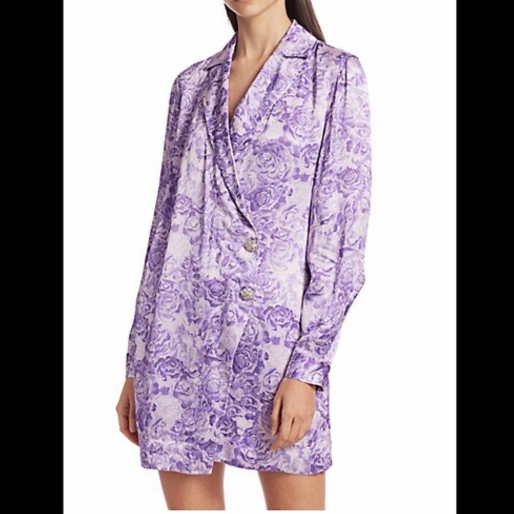 NWT Ganni Long Sleeve Heavy Silk Dress - Picture 2 of 7